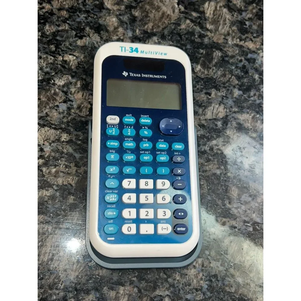 Texas‎ Instruments TI-34 MultiView Scientific Calculator Works Blue, White, Teal